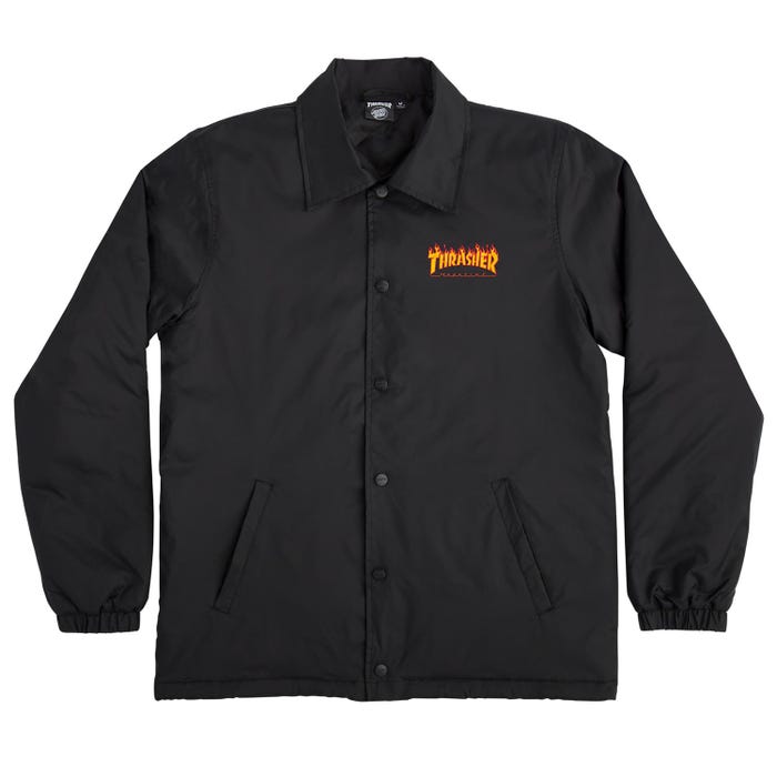 Thrasher X Santa Cruz Flame Dot Coach Jacket Black – good times