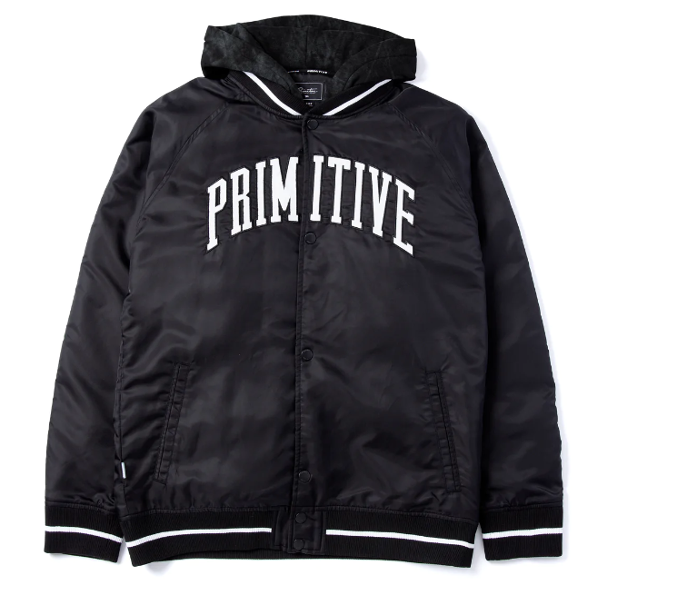 PRIMITIVE Collegiate Two Fer Varsity Jacket Black good times