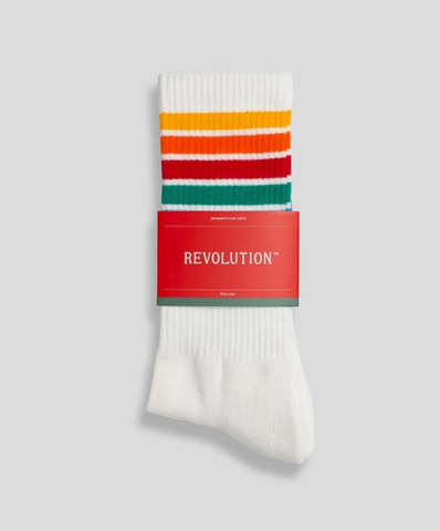 REVOLUTION - Jaquard Crew Sock / 8903 - White