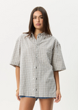 AFENDS - DREW SEERSUCKER SHORT SLEEVE SHIRT - Taupe Check