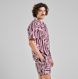 DEDICATED - SHIRT MARSTRAND LINES & STICKS FIG RED - Burgundy