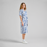 DEDICATED - SHIRT DRESS ORREFORS OCEAN SQUARES - Oat White