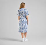 DEDICATED - SHIRT DRESS ORREFORS OCEAN SQUARES - Oat White