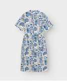 DEDICATED - SHIRT DRESS ORREFORS OCEAN SQUARES - Oat White