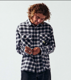 FORMER -  MANNERS PLAID LS SHIRT - BLACK