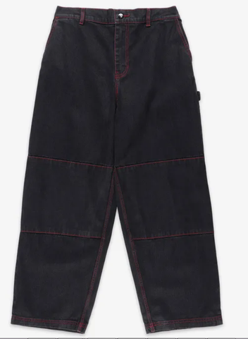 POETIC COLLECTIVE SCULPTOR PANT - BLACK DENIM WASH RED STITCHING