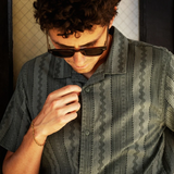 ROARK - BLESS UP TRAIL BUTTON UP SHIRT - Sage Green Stripe