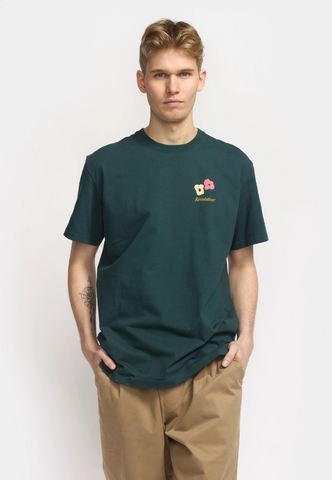 REVOLUTION - PRINTED T-SHIRT / 1423 FLO - DarkGreen