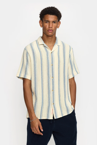 REVOLUTION - Short-sleeved Cuban Shirt / 3163 - Blue