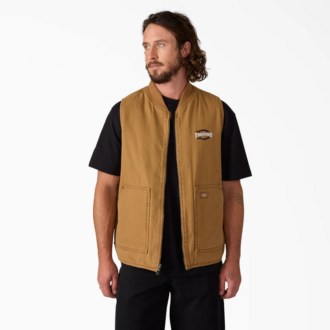 DICKIES X THRASHER REVERSIBLE VEST - Brown Duck