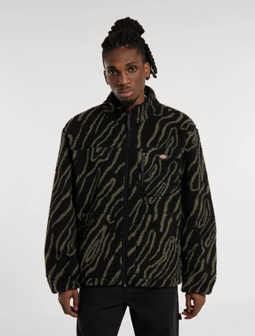 DICKIES MOUNT HOPE PRINTED FLEECE JACKET - Black