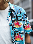 VOLCOM - LEAF PIT FLORAL SHORT SLEEVE SHIRT - BLACK