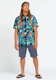 VOLCOM - LEAF PIT FLORAL SHORT SLEEVE SHIRT - BLACK