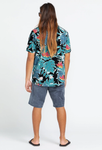 VOLCOM - LEAF PIT FLORAL SHORT SLEEVE SHIRT - BLACK