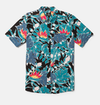 VOLCOM - LEAF PIT FLORAL SHORT SLEEVE SHIRT - BLACK