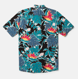 VOLCOM - LEAF PIT FLORAL SHORT SLEEVE SHIRT - BLACK