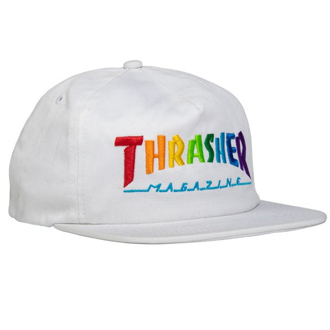 Thrasher Cap Rainbow Mag Snapback - White