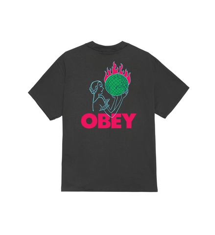 OBEY - WORLD IN FLAMES CLASSIC T-SHIRT - Vintage Black