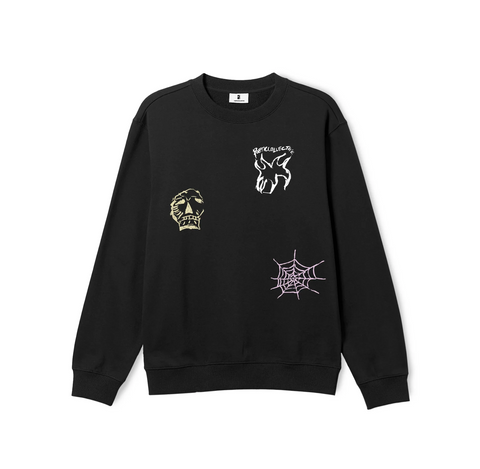 POETIC- THREE PRINTS CREWNECK - Black