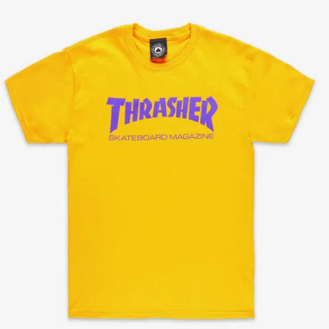 THRASHER - SKATE MAG T-SHIRT GOLD/PURPLE